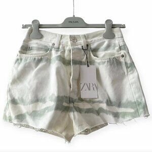 Zara White light green tie dye denim shorts - NO TAGS